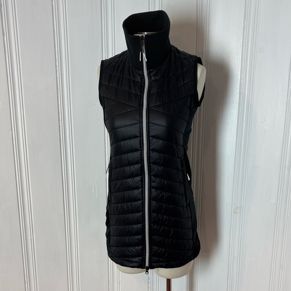 Jackets & Blazers - OHSHO Black Quilted Longline Vest w/ Stretch Side Panels | Size S estimated